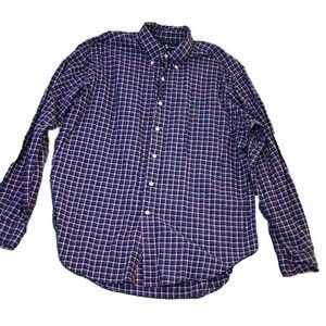 Ralph Lauren Mens Classic Fit Dress Shirt White Blue Stripe 100% Cotton L Spring